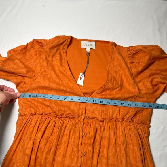 NWT Cleobella Blythe Mini Dress in Bright Orange Floral Jacquard Tiered Boho S - Picture 10 of 16